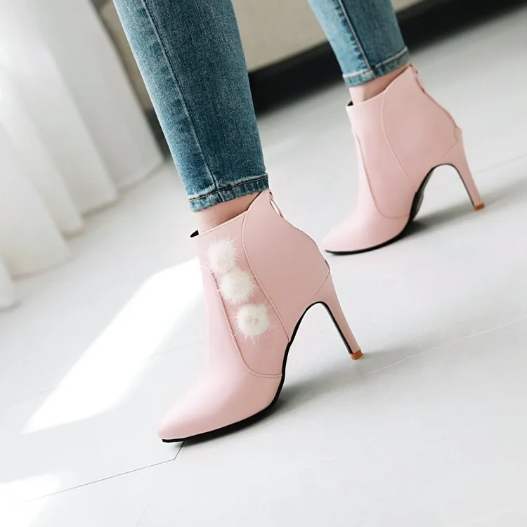 Сапоги из чистой шерсти с острым носком на застежке молнии Размер