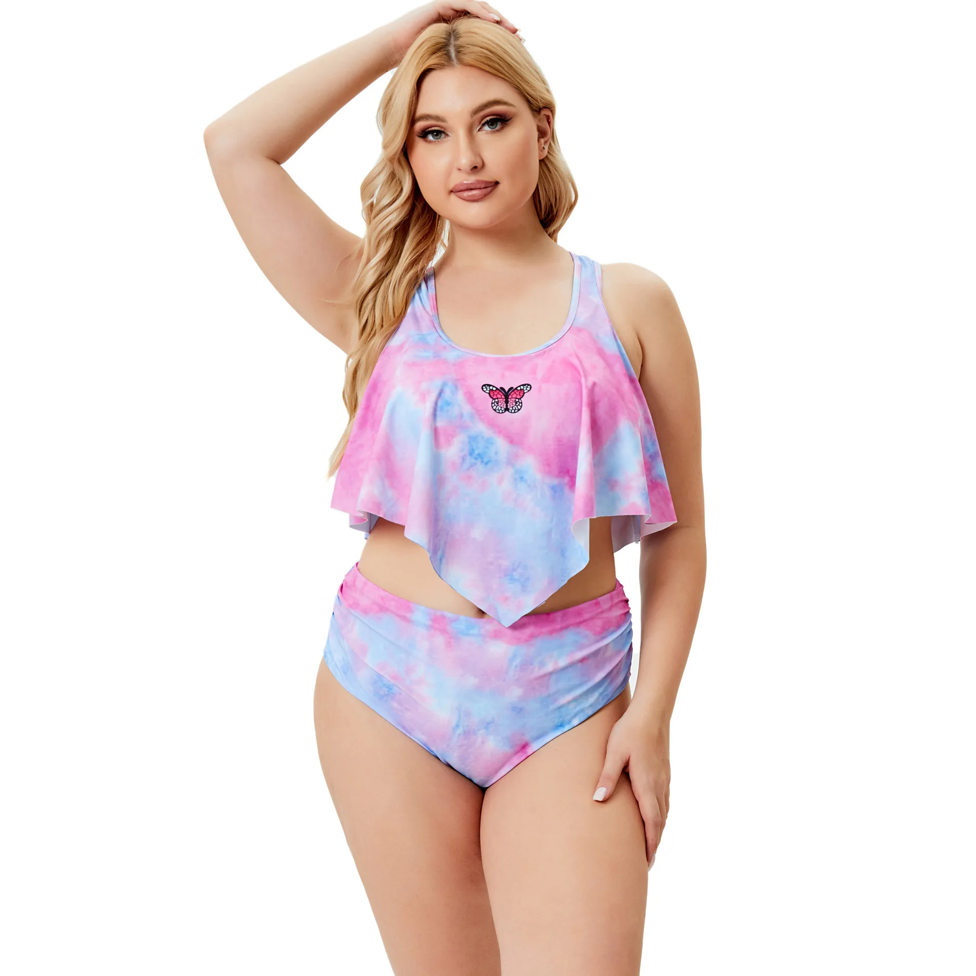 Набор пуш-ап бикини с оборками и галстуком-бабочкой женский купальник размера