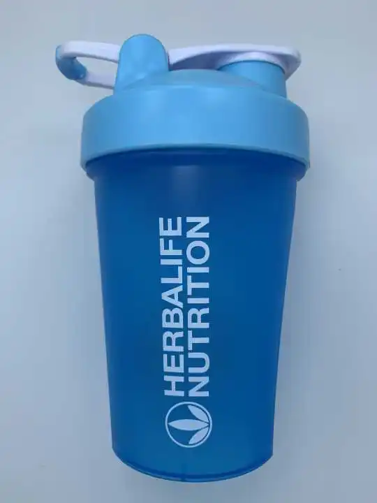 Высококачественный портативный 400 мл Herbalife питательные Коктейльные бутылки BPA-Free с проволокой из нержавеющей стали, пластиковые бутылки для воды - Цвет: Синий