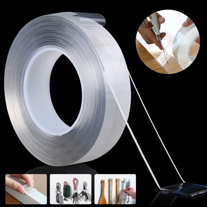 Многоразовая двухсторонняя лента прозрачная Волшебная нано моющийся клей нет