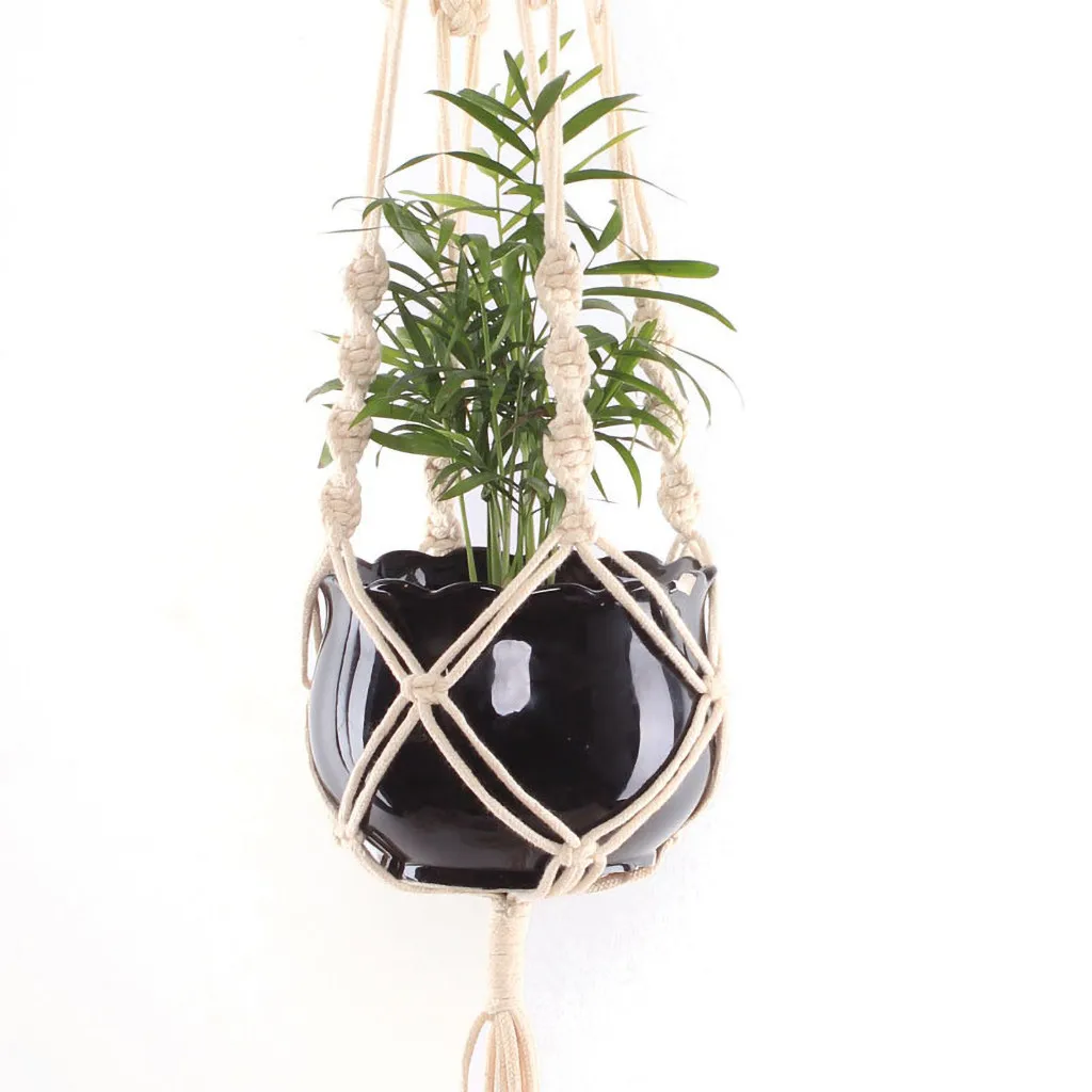 Macrame Завод Вешалки корзина Крытый открытый цветочная висячая корзина растительный держатель богемный Декор пеньковая веревка 4 ноги дропшиппинг
