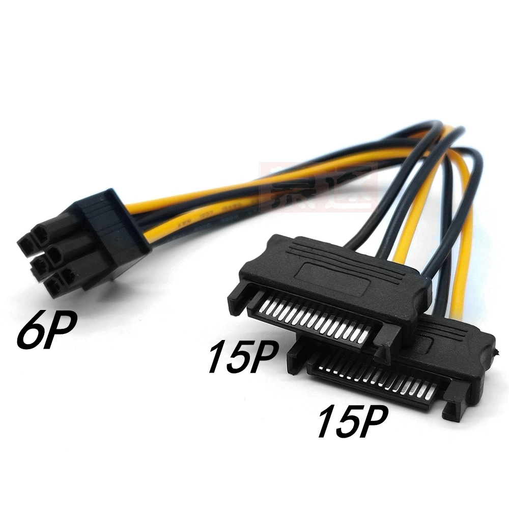 Двойной два SATA 15 Pin типа папа м до pcie pci express PCI-e Экспресс-карты 6 женский Графика