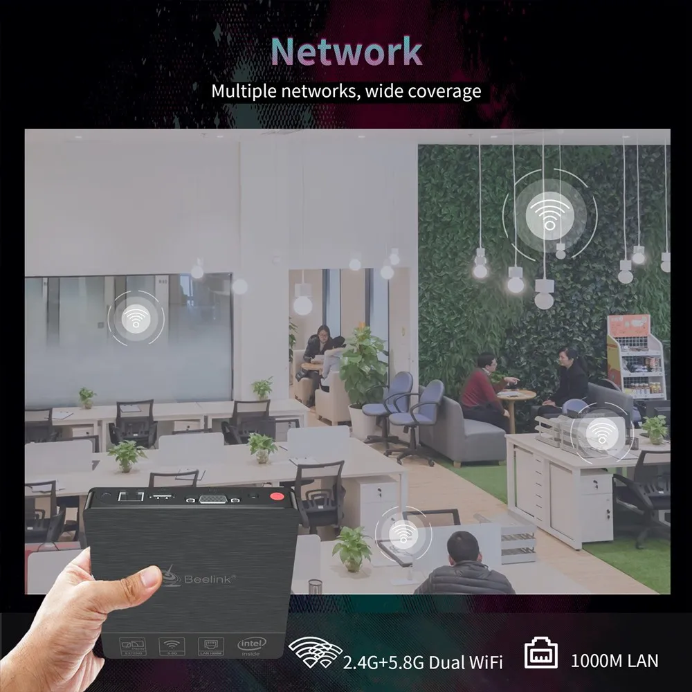 Beelink BT4 настольный мини ПК Intel Atom X5 Z8500 HD Graphics 600 4 ГБ ОЗУ 64 Гб EMMC 2 4G/5 8G WiFi 1000 Мбит/с USB3.0
