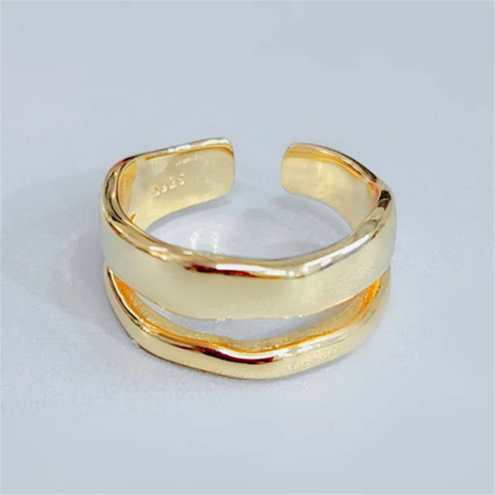 

Personality Irregular Glossy Wave Ring For Woman Punk Style Fashion Couple Adjustable Double Layer Ring Hip Hop Rock Jewelry