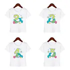 Детская футболка с рисунком русалки на день рождения, яркая Одежда для девочек 3 лет, футболка для девочек, графические футболки, топы для маленьких девочек