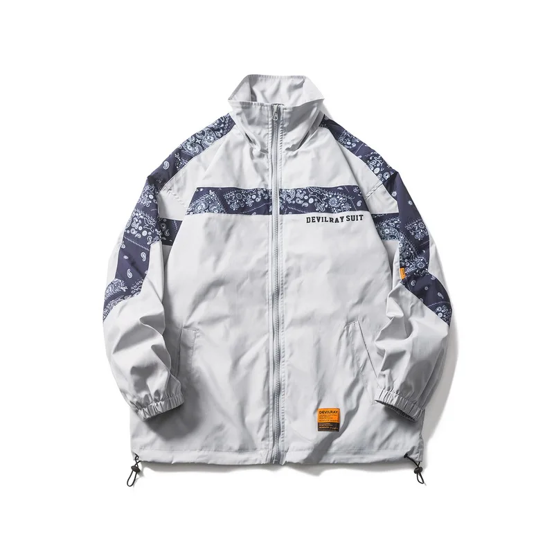 

2021 men's autumn new cashew flower stitching jacket-