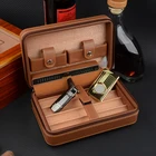 Чехол для сигар COHIBA дерево кедра с подкладкой, дорожный мини-хьюмидор, портативный держатель для сигар с резаком, зажигалкой, увлажнителем