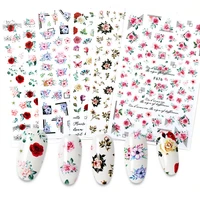 leaf flower designs 3d nail sticker adhesive transfer leaves manicure foil decal nail art decoration stickers for nails
