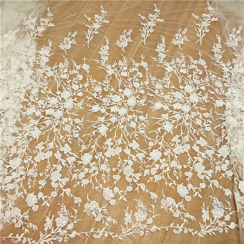 

Wedding Lace Fabric Embroidered Flower Twig Dress Dress Lace Mesh Fabric DX2562