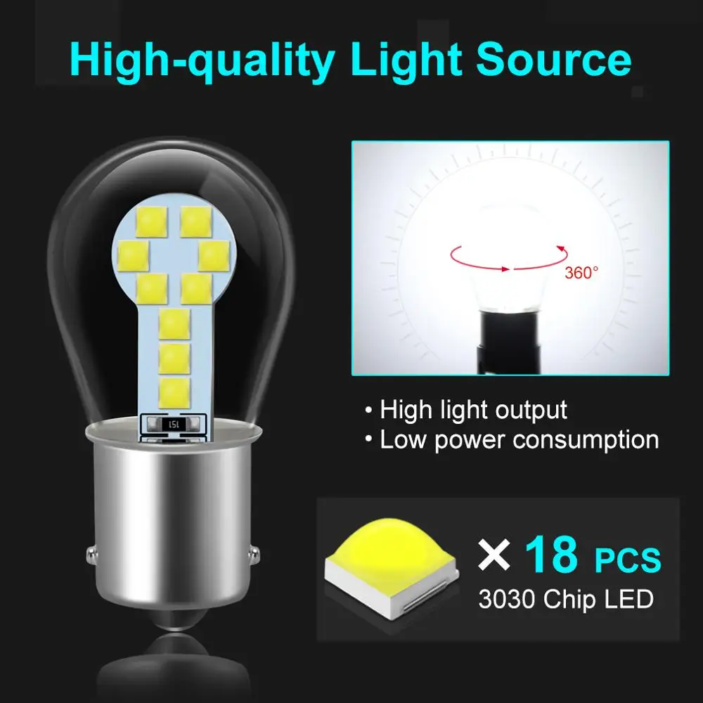 2 шт. светодиодные лампы 1156 P21W BA15S 1157 BAY15D P21/5W 18SMD 3030 | Автомобили и мотоциклы
