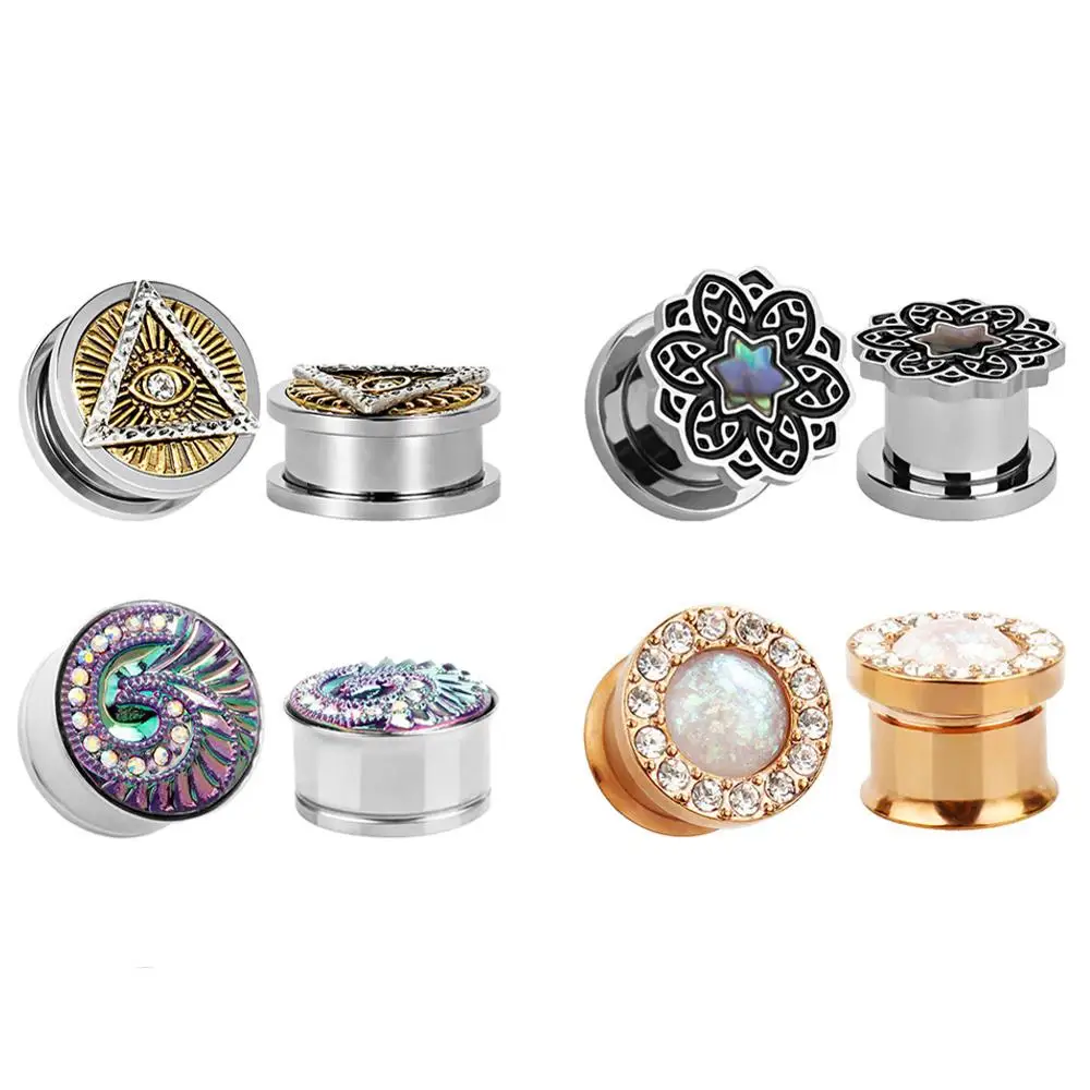 Большая распродажа винтажных туннелей для прокола ушей из нержавеющей стали 316L, расширители ювелирных изделий для тела, фабричный выход, пара продается.