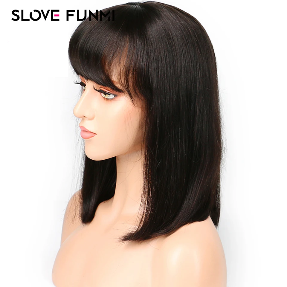 Slove Funmi 13*4 1B/99J бордовый 1B/27 Омбре кружевной передний парик человеческих волос короткий боб прямой Remy бразильский предварительно сорвал с челкой