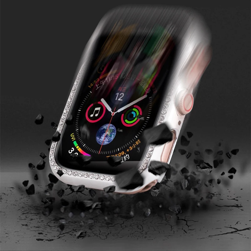 Прозрачный защитный чехол для apple watch экран серии 4 3 2 1 Алмазный s 38 мм 42 40 44 Женский