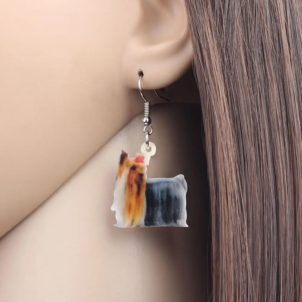 Newei акриловый йоркширского терьера серьги с собаками животных из фионита