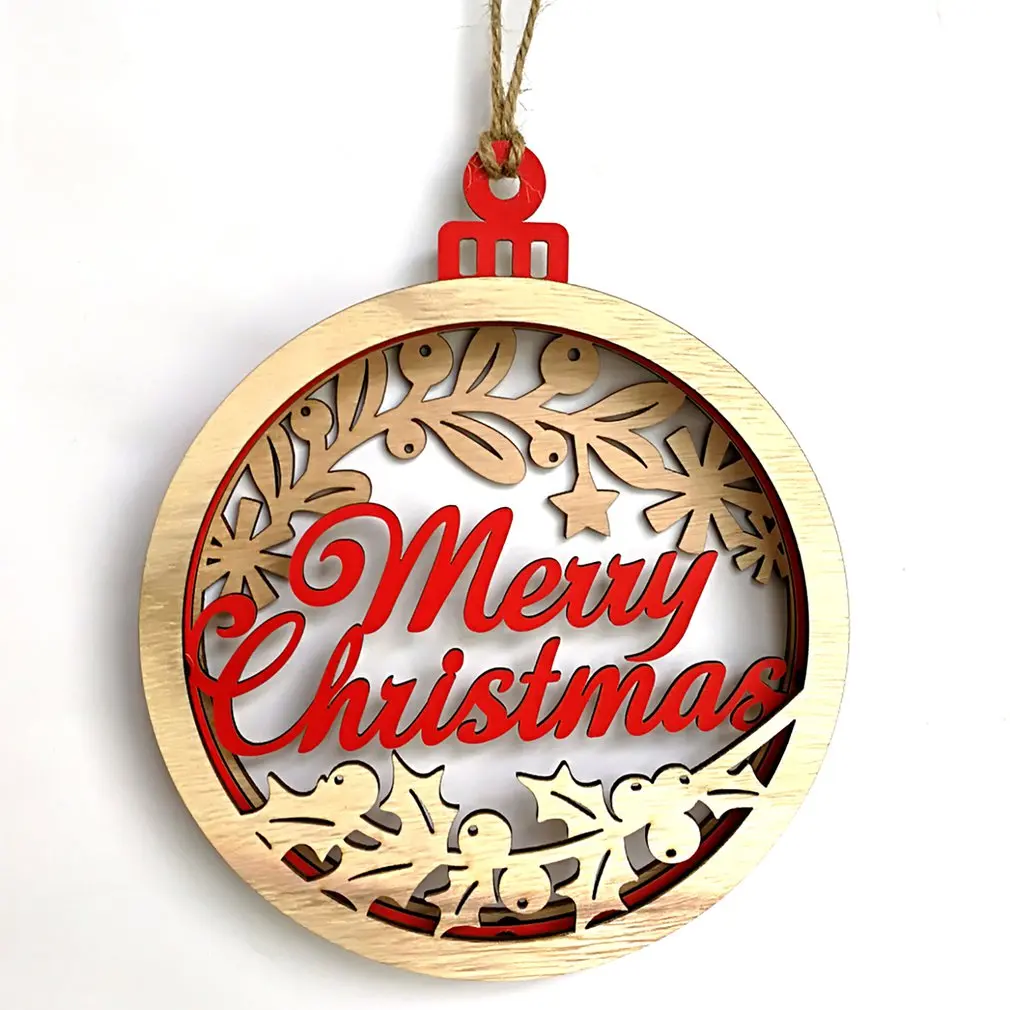 Деревянный Рождественский 3D кулон в форме большой лампы украшение милый