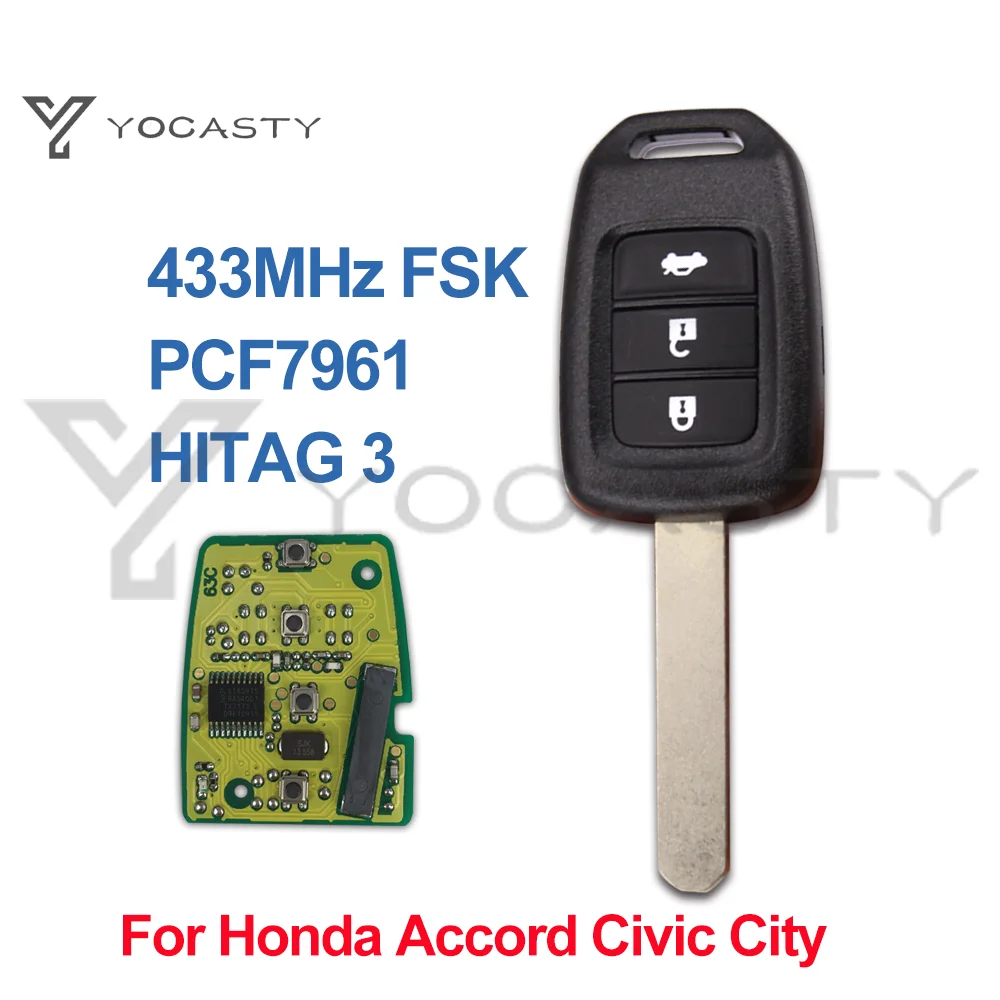 Yocпластика 3 кнопки 433 МГц чип PCF7961X ID47 G для Honda маркированный на лезвии ключа 2013 2014