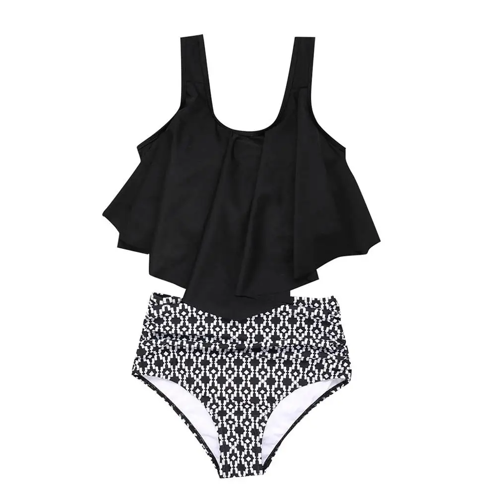 Купальник бикини женский купальный костюм из двух предметов с топом и оборками