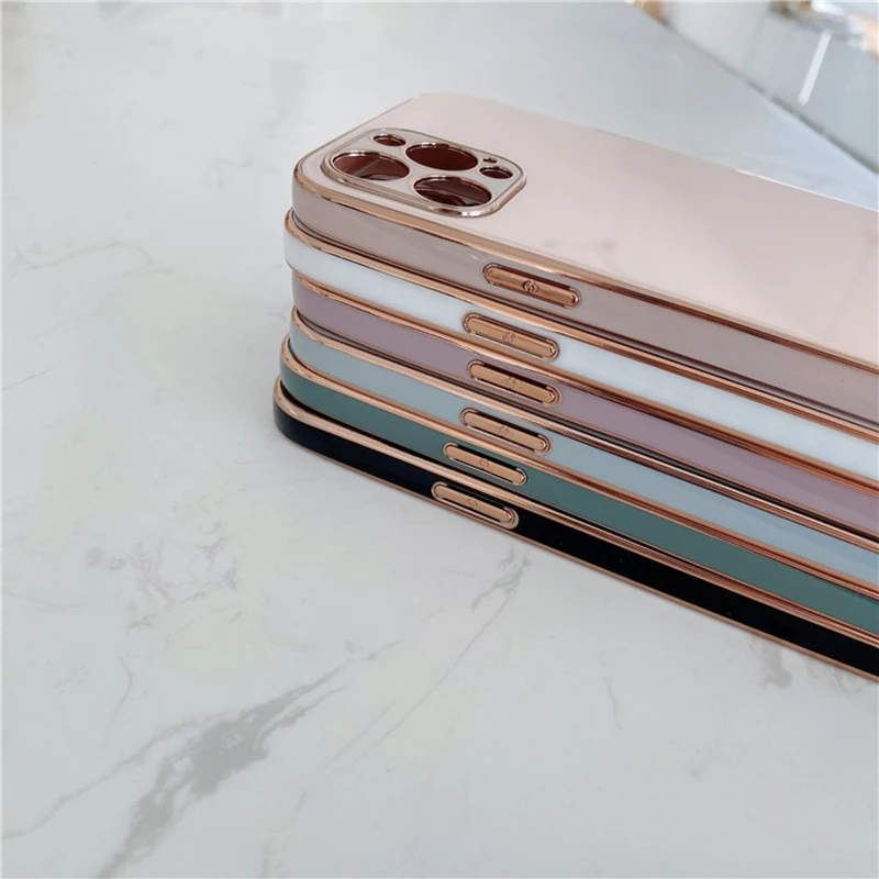 

For iPhone 11 12 Pro Max Cases Luxury Plating Candy Colors Glass Phone Case For iPhone XR XS Max 7 8 Plus X Back Cover