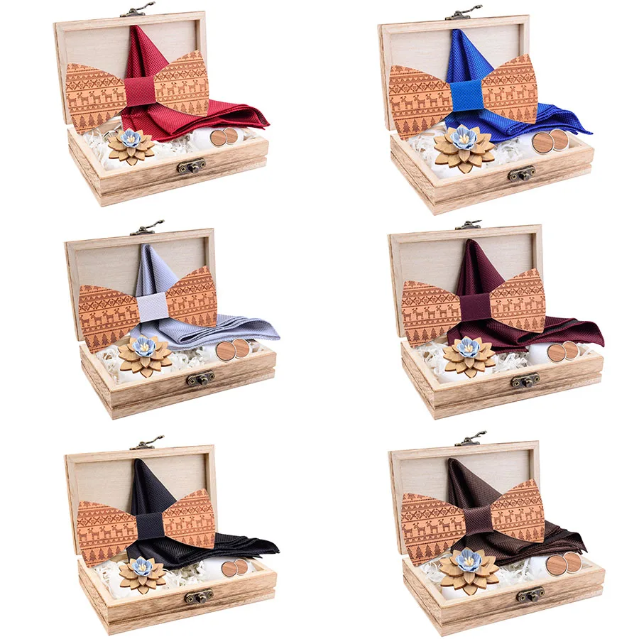 Новый резной деревянный галстук-бабочка для мужчин ручной работы Подарочная