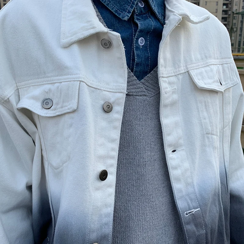 Новое поступление мужская Повседневная джинсовая куртка белая с принтом