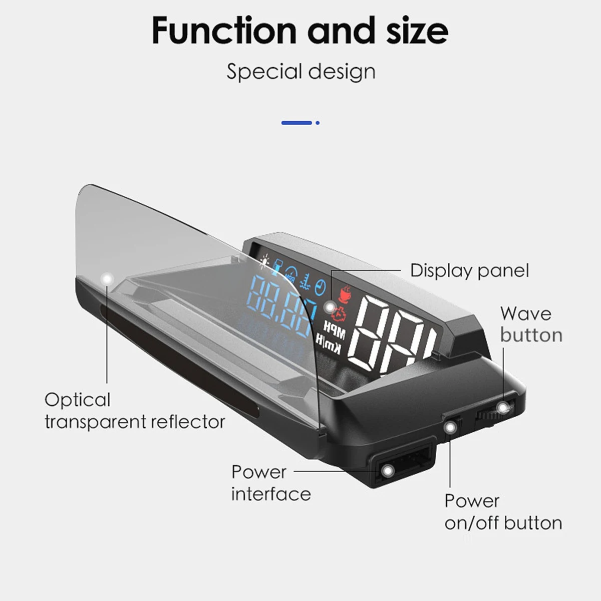 

135x67x30mm Multifunction Car HUD Digital Speedometer Windshield Screen Projector OBD2 Head-Up Display with Non-slip Mat Black