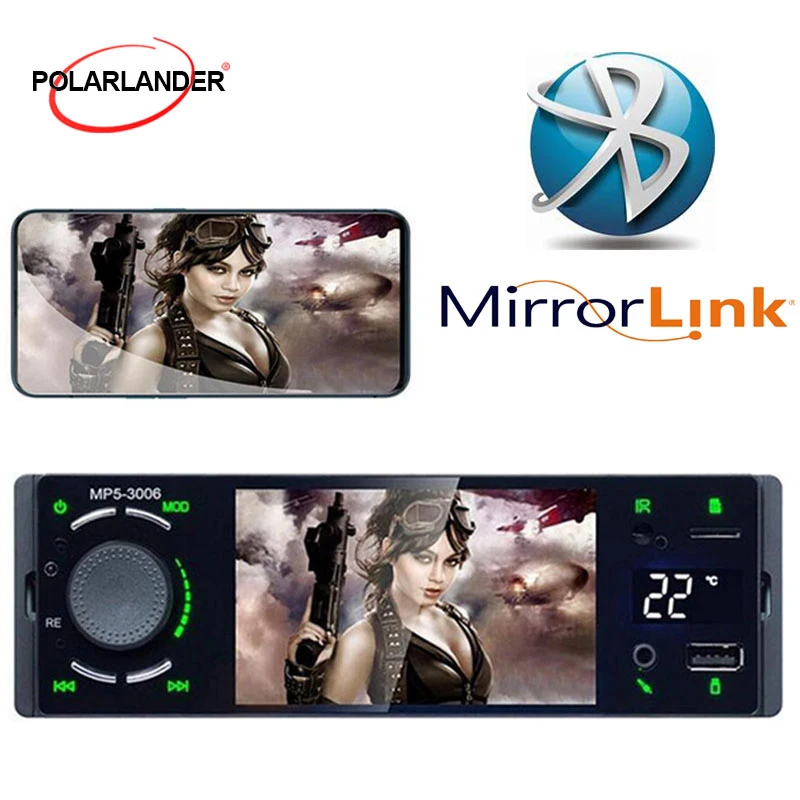 Радиоприемник Mirrorlink Bluetooth 1 Din 4 дюйма mp5 плеер USB TF термометр Автомобильный