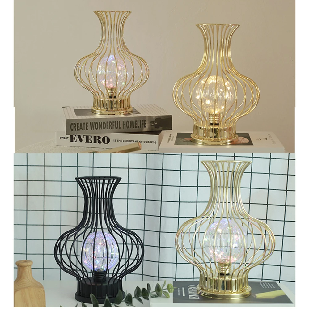 

Оригинальная классическая ваза из кованого железа, светодиодный светильник для спальни, домашнего декора, дня рождения, фотосъемки