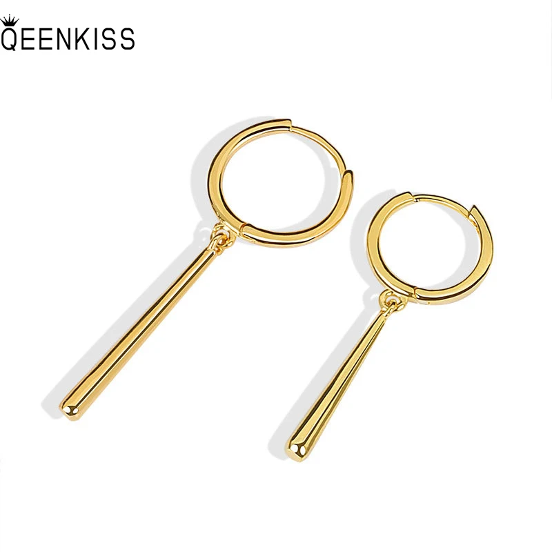 

QEENKISS EG626Fine Jewelry Wholesale Fashion Woman Girl Birthday Wedding personality Strip 18KT Gold White Gold Drop Earrings