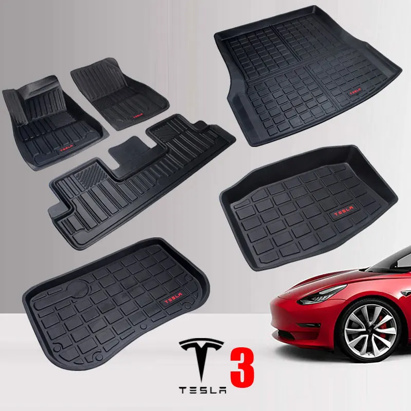 TPE Tesla модель 3 коврики набор для любой погоды Нескользящая сверхмощная Резина 2019