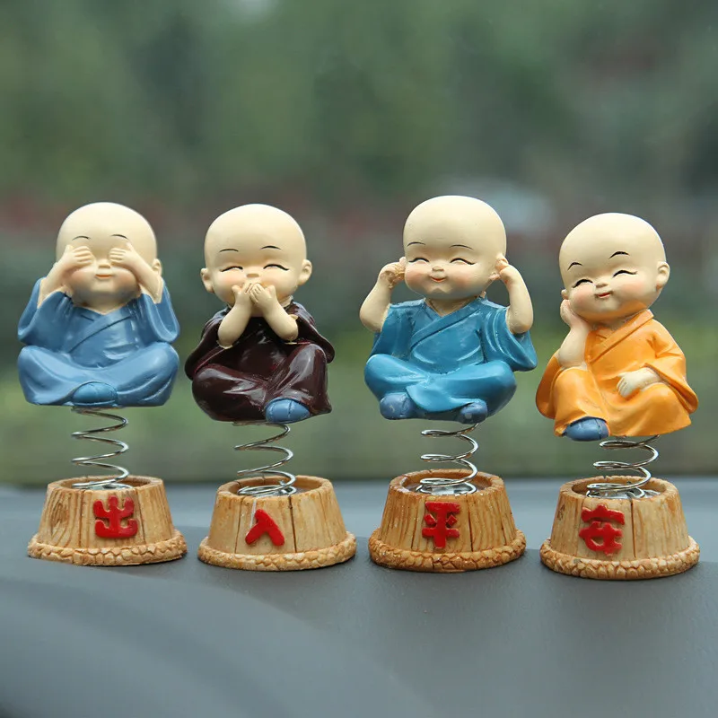 4 шт./компл. автомобиля украшения смолы Bobbleheads фигурка кукол монахов Будда Майтрея рисунок подарок стол Авто декорированные заклепками; стайлинга автомобилей