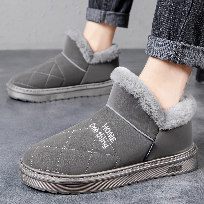 Hot Selling Men's Winter Fashion Cold-Proof Plus Velvet Snow Boots Couple Outdoor Leisure Warm Cotton Shoes 39-44 Size