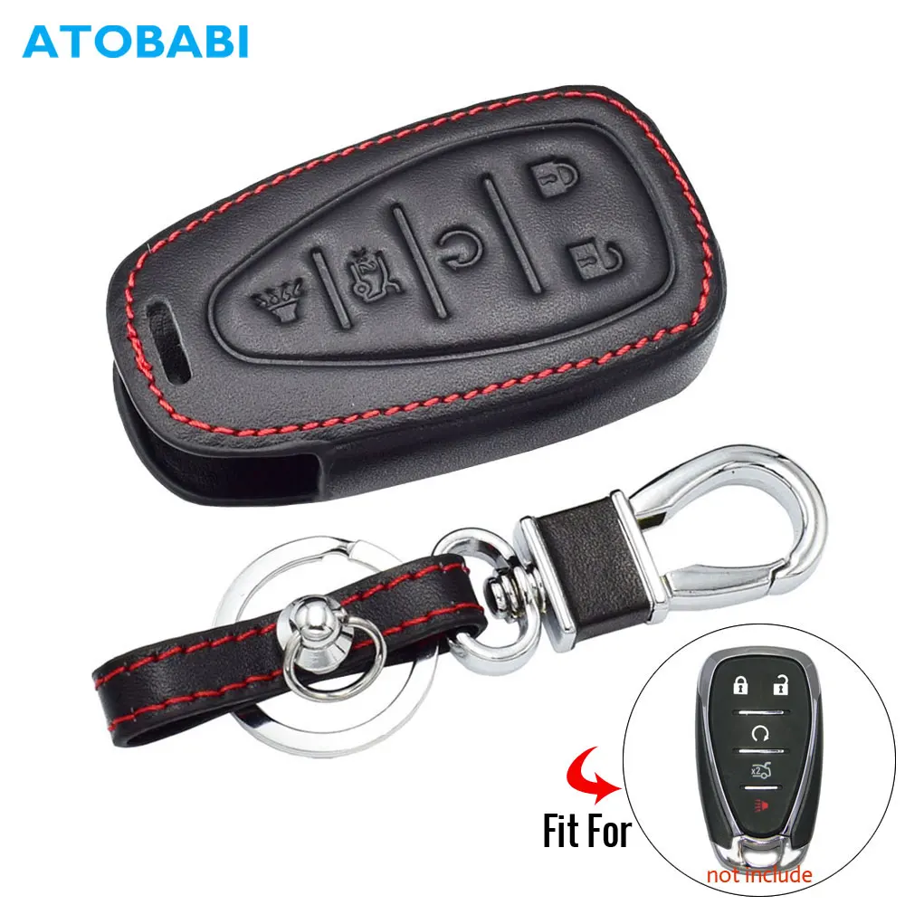 ATOBABI 5BTN кожаный чехол для ключа автомобиля для Chevrolet Cruze Malibu Equinox Sonic Traverse Camaro Smart Keyless Entry дистанционного ключа крышка