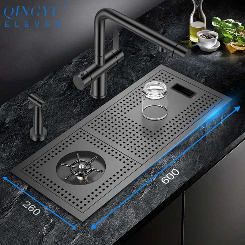 

Nanometer Cup Washer Bar Counter kitchen Sink 304 Stainless Steel 4mm Thickness Handmade Brushed Sink For Milk Tea Cafe Shop