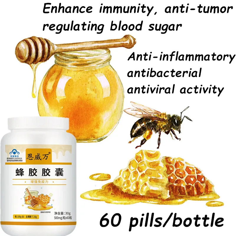 

Propolis Flavonoid Capsules Natural Antioxidant Supplements 1000mg Bee Well with Royal Jelly Organic Bee Farm Beauty Health Food