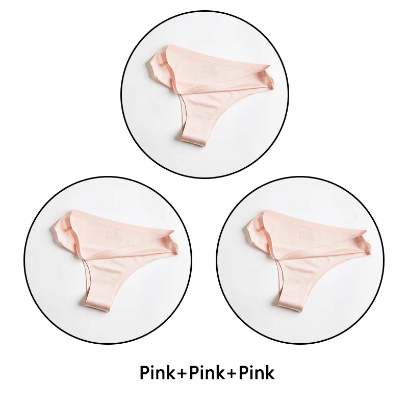 Pink Pink Pink 3 шт./партия, бесшовное женское нижнее белье, мягкие шелковые трусы, сексуальное женское белье, одноцветные трусы M-3XL трусы большого размера - Цвет: Pink Pink Pink