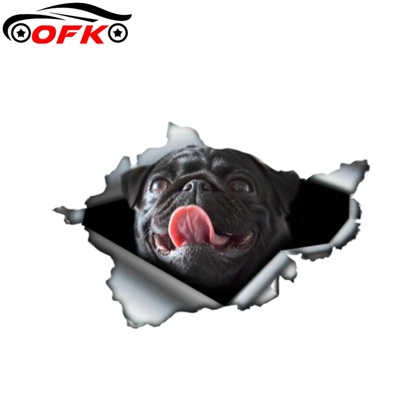 

Black Pug Torn Metal Car Sticker Waterproof Creative Decal Laptop Windows Motorcycle Auto Accessories PVC,13cm*8cm
