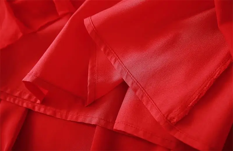 Женское платье с отложным воротником весенне-летнее однотонное красное