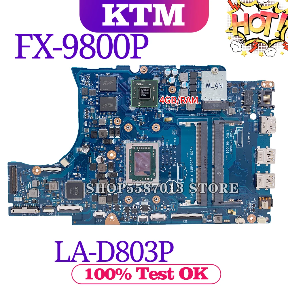 Billig Für NEUE DELL Inspiron 15 BAL23 DELL 5565 LA-D803P Laptop Motherboard Mainboard 100% Test Arbeit OK FX-9800P CPU AMD PM