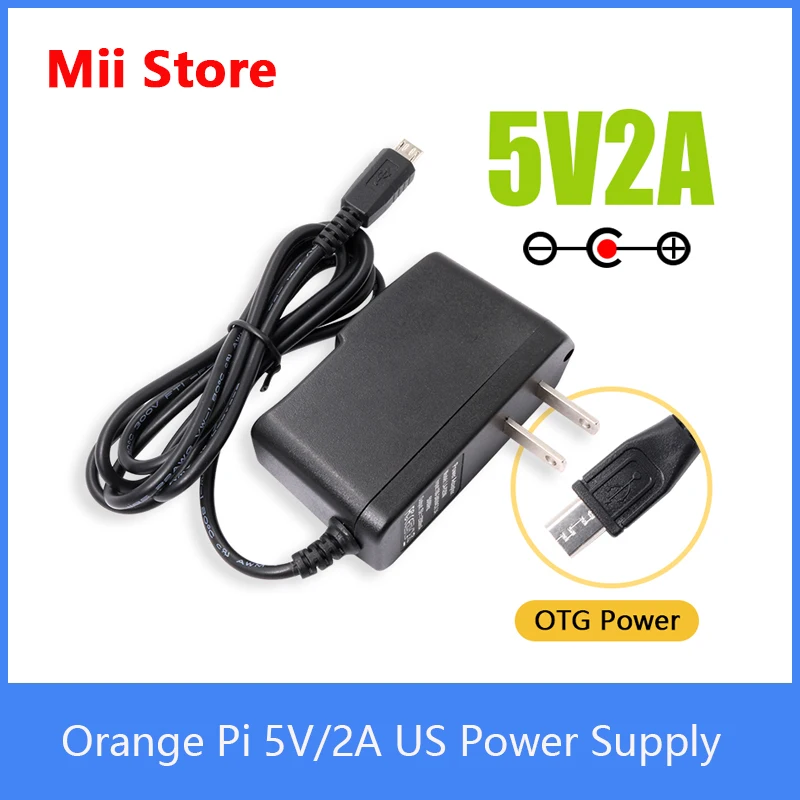 Power Adapter 5V/2A AV To OTG, US Version OTG Power Supply, Suitable for Orange Pi linux Develpment Single board