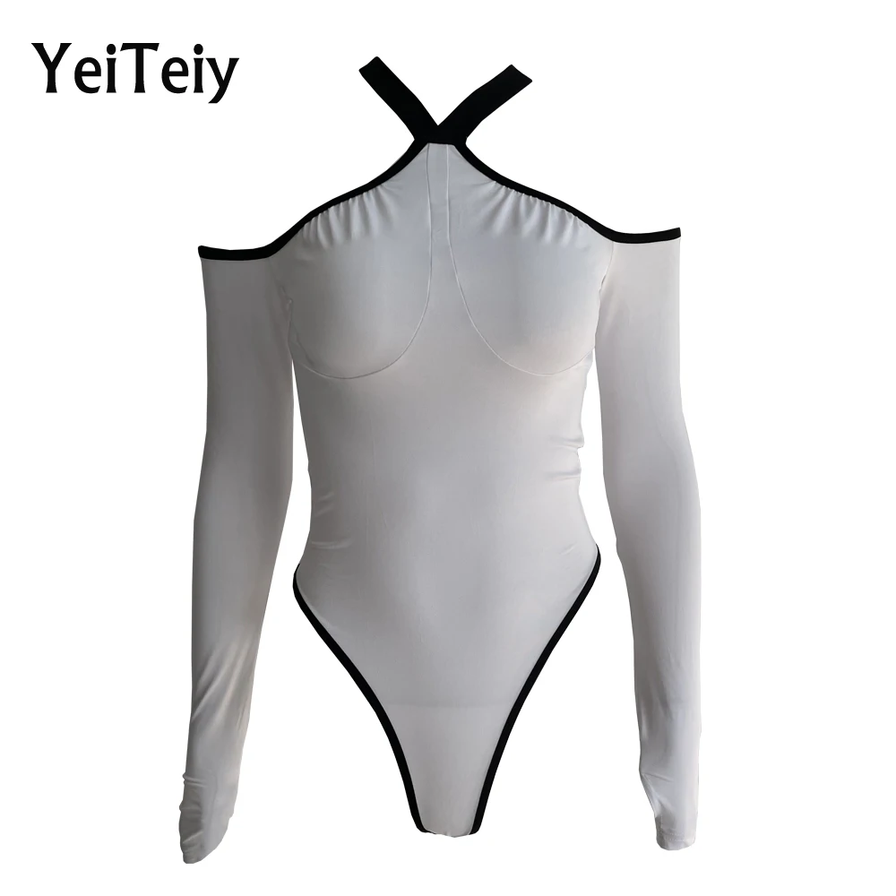 

Yeiteiy Pure White Black Side Jumpsuit Ladies Casual Sexy Strapless Thin Clothing Autumn Simplicity And Generous Suit