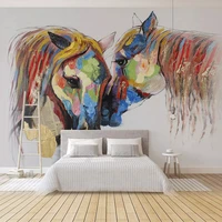 custom wallpaper hand painted colorful horse oil painting murals wall papers for walls 3d living room tv kids bedroom home decor