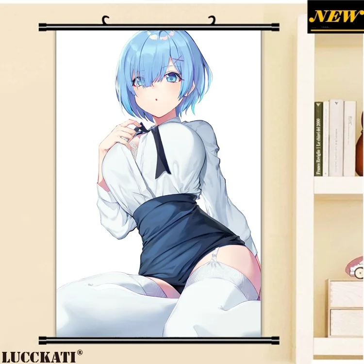 40X60 см Re Zero Re: Zero Kara Hajimeru Isekai Seikatsu Rezero Rem Сексуальная лоли, нарисованная аниме прокрутка, холст, постер - Цвет: B