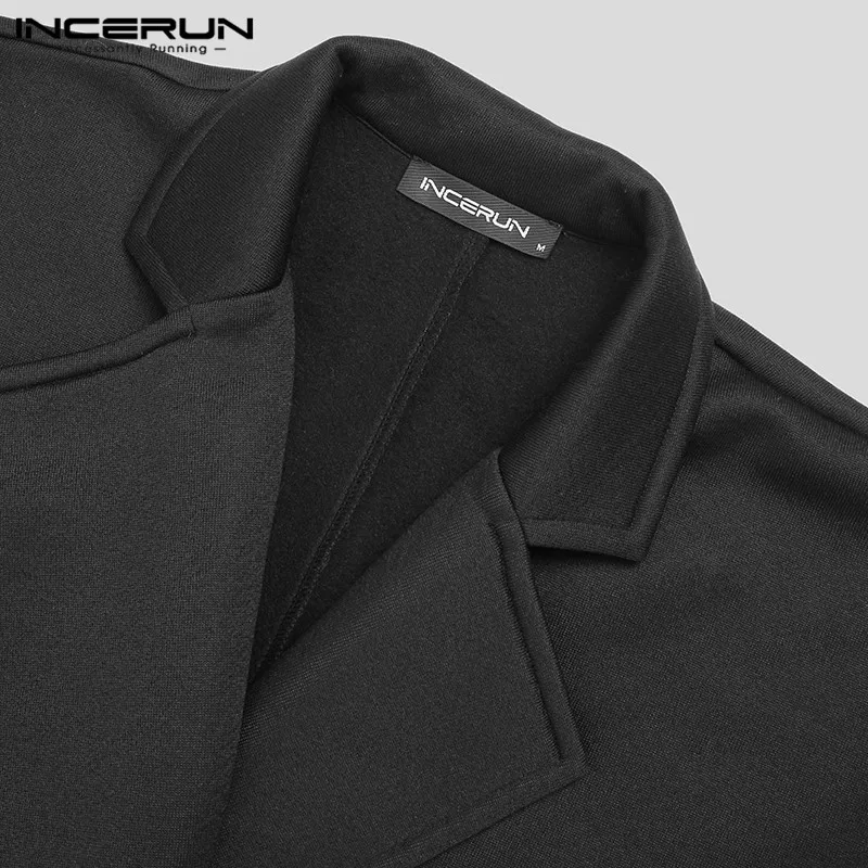 

INCERUN Fashion Men Cloak Coats Turn Down Collar Loose Solid Button Poncho Streetwear 2021 Lace Up Trench Cape Chic Mens Jackets