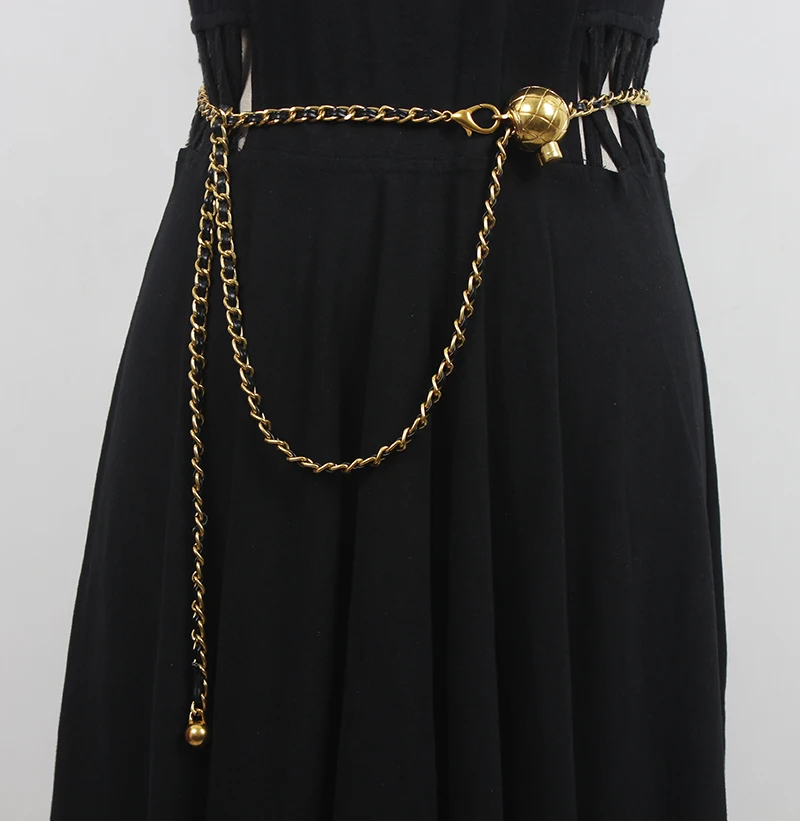 Женский модельный Кушак из искусственной кожи с металлической цепочкой женское