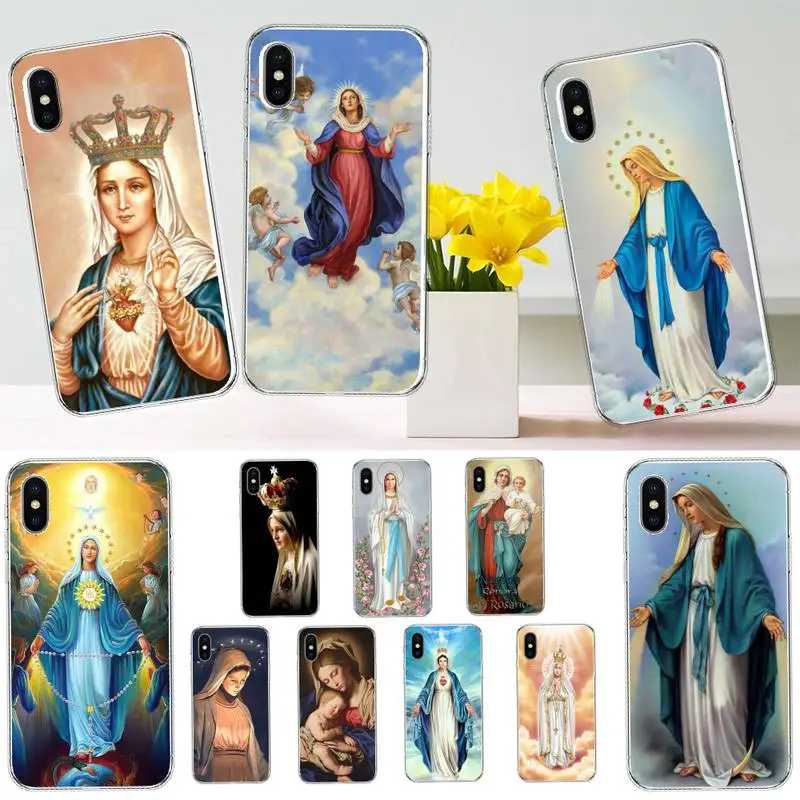 

Bless Virgin Mary Phone Case Transparent soft For iphone 12 11 13 7 8 6 s plus x xs xr pro max mini