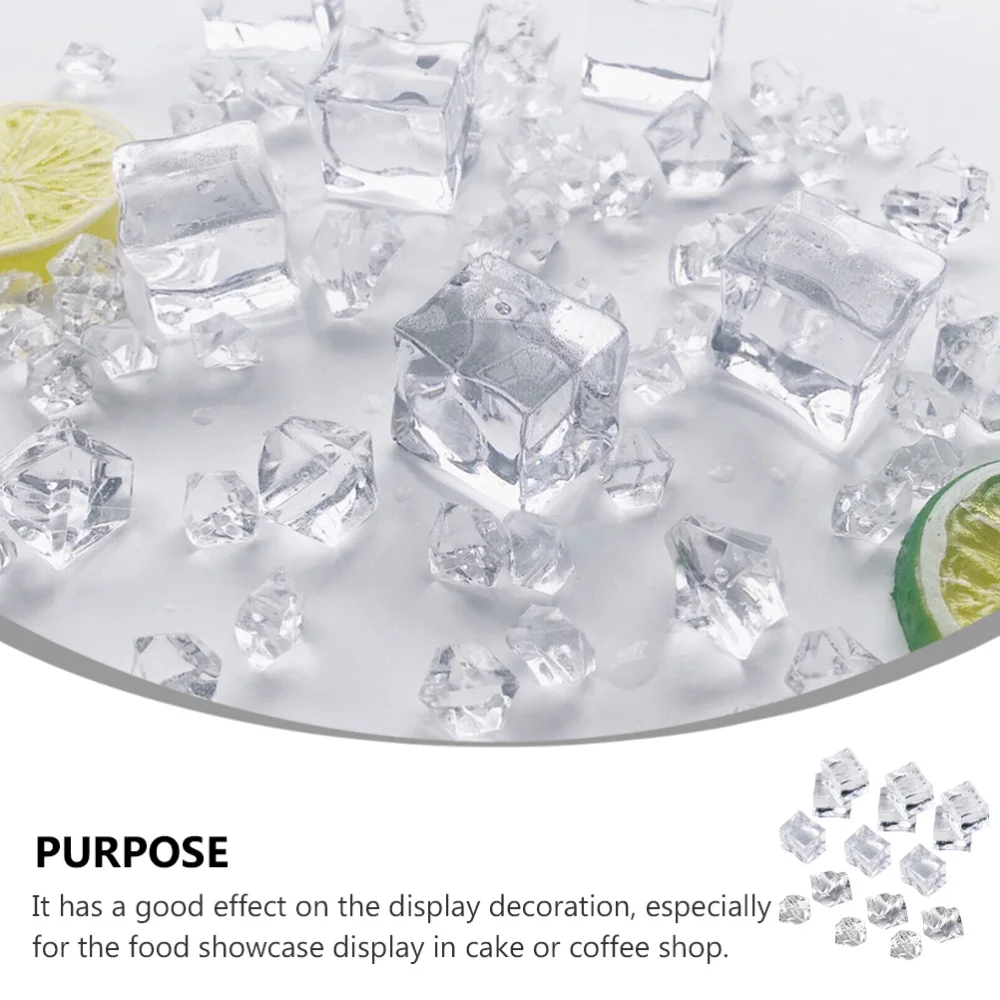 200Pcs Fake Ice Cubes Acrylic Ice Cubes Artificial Ice Blocks Photography Props