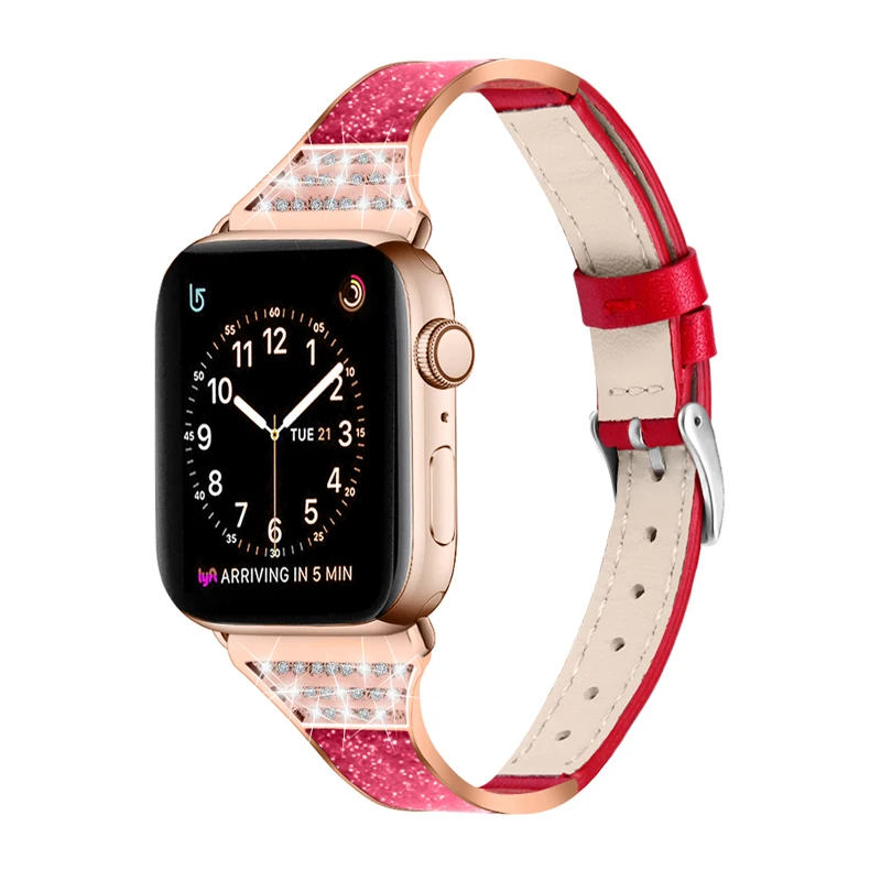 

leather&ceramics strap for Apple watch band 44mm 40mm iwatch 42mm 38mm bracelet Diamond watchband for Apple watch 6/5/4/3/2/SE