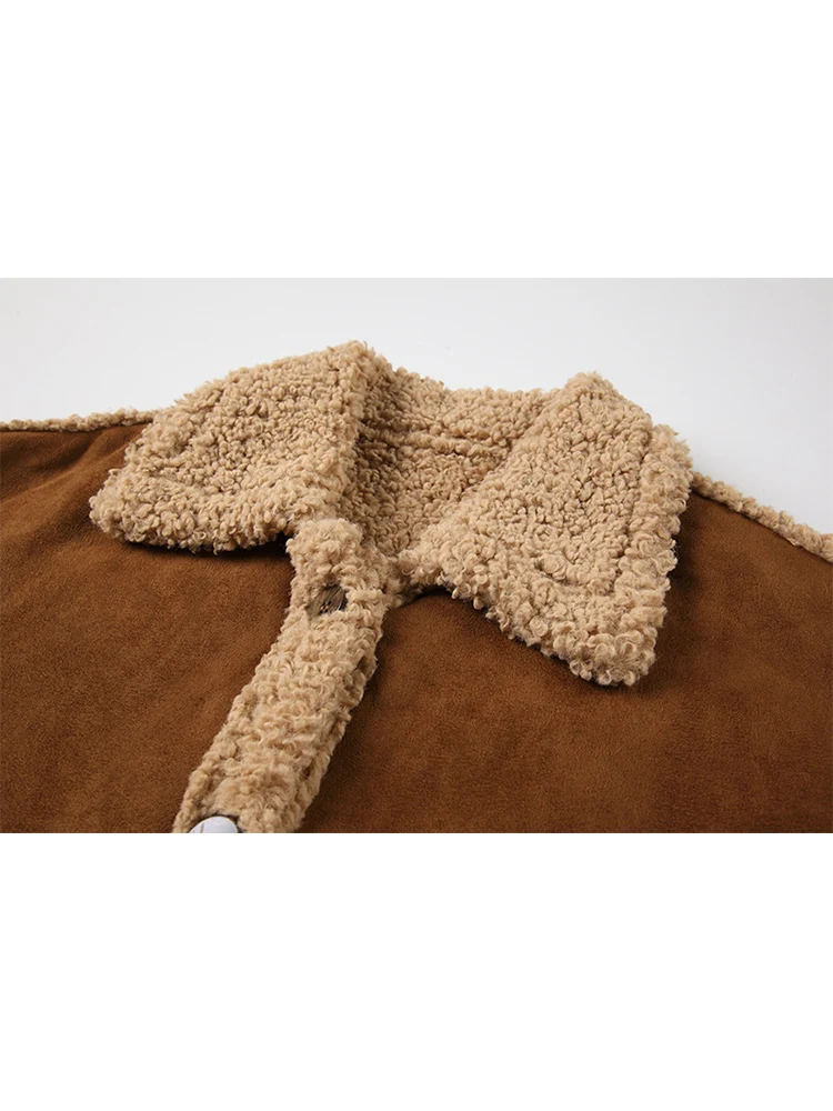 Женские винтажные замшевые меховые куртки с шалью однобортная куртка из овечьей