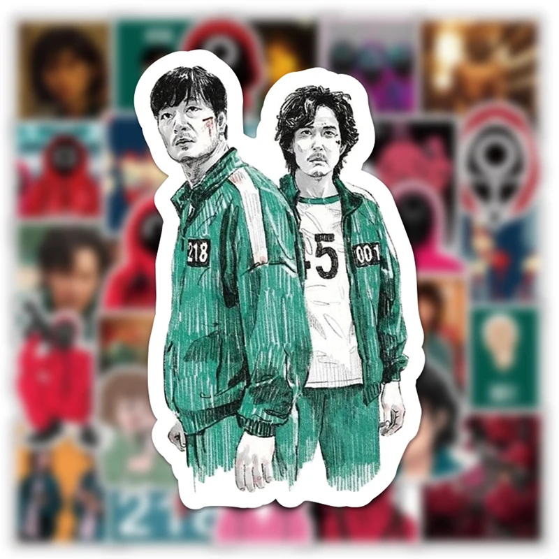 50 шт./компл. наклейка для игры в кальмары Косплей фигурки реквизит чехол багажа