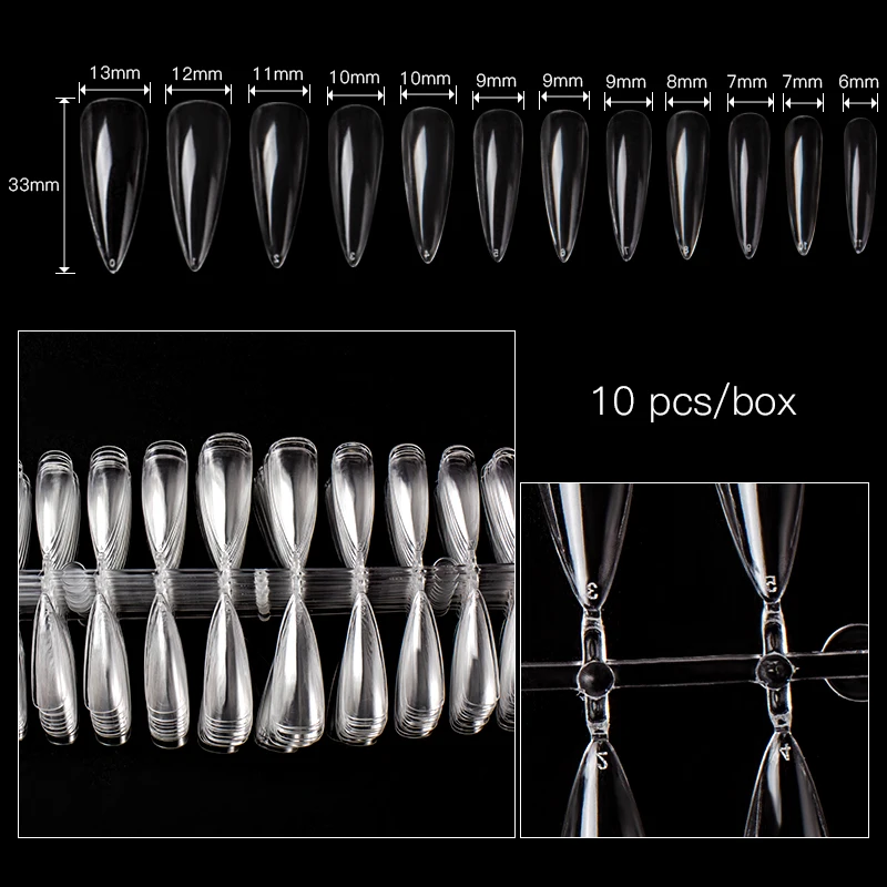 10 шт./кор. накладные ногти прозрачные во французском стиле наращивание ногтей